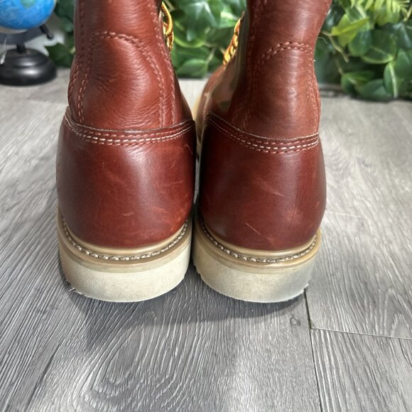 Carolina AMP MX 8” Brown Red Work Boots Round Soft Toe Shoes Men Size 12 M